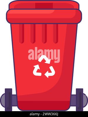 Transportable container with closed lid for storing, recycling and sorting used household hazardous waste. Closed empty and filled trash can with recy Stock Vector