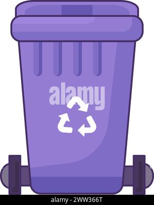 Transportable container with closed lid for storing, recycling and sorting used household electronic waste. Closed empty and filled trash can with rec Stock Vector