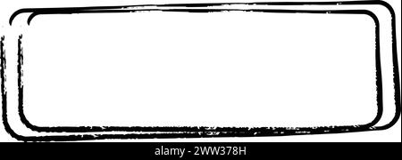Frame curved rectangle elongated texture element, outline border grunge ...