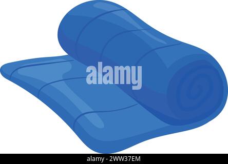Blanket roll cartoon icon. Soft sleeping bedroll isolated on white background Stock Vector