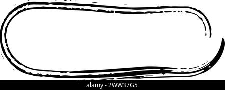 Frame curved rectangle elongated texture element, outline border grunge ...