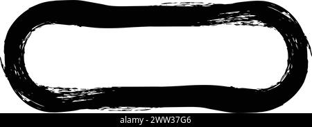 Frame curved rectangle elongated texture element, outline border grunge ...