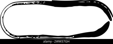 Frame curved rectangle elongated texture element, outline border grunge ...