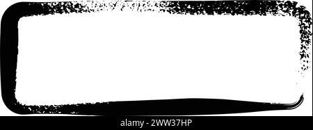 Frame curved rectangle elongated texture element, outline border grunge ...