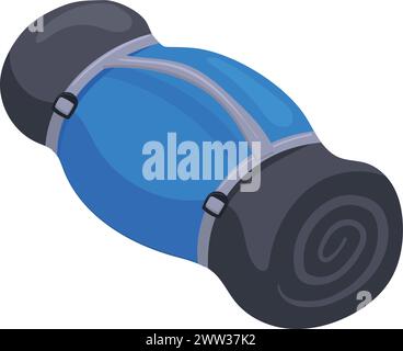 Sleeping bag roll. Outdoor camping or hiking bed isolated on white background Stock Vector