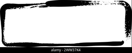 Frame curved rectangle elongated texture element, outline border grunge ...
