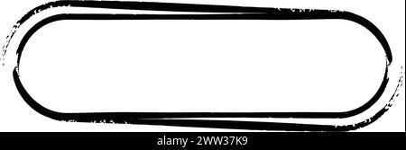 Frame curved rectangle elongated texture element, outline border grunge ...