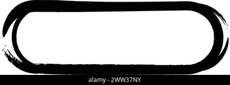 Frame curved rectangle elongated texture element, outline border grunge ...