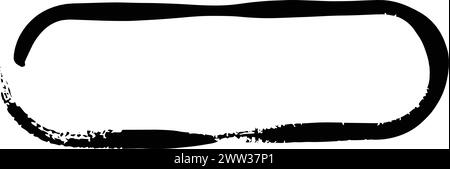 Frame curved rectangle elongated texture element, outline border grunge ...