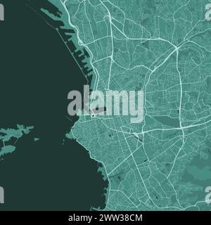 Green Marseille map, France. Vector city streetmap, municipal area. Stock Vector