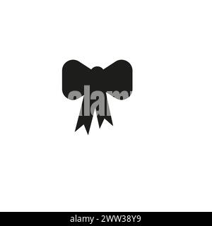 Ribbon bow solid icon. Holiday gift bow glyph style pictogram on white background. New Year or Christmas decoration for mobile concept and web design Stock Vector
