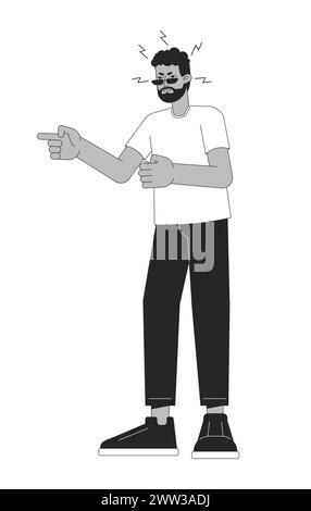 Black man shouting black and white 2D line cartoon character Stock Vector