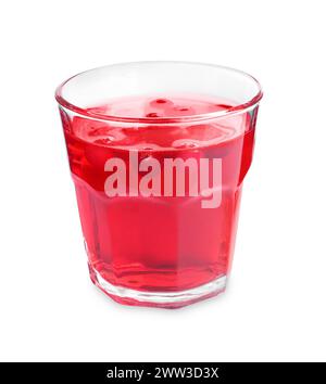 Tasty refreshing cranberry juice in glass isolated on white Stock Photo