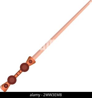 Magic wand cartoon icon. Fairytale wooden stick isolated on white background Stock Vector