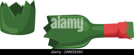 Broken wine bottle. Cartoon litter. Trash icon isolated on white background Stock Vector