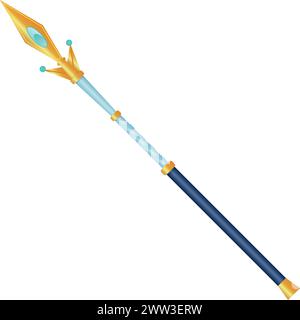 Magic scepter. Wizard stick. Fairytale cartoon wand isolated on white background Stock Vector