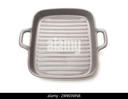 Classic ceramic casserole dish with handles on white background Stock Photo