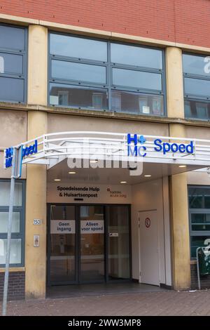 Westeinde hospital, The Hague, the Netherlands - February 17 2024: emergency entrance to westeinde hospital in The Hague city centre with sign for eme Stock Photo