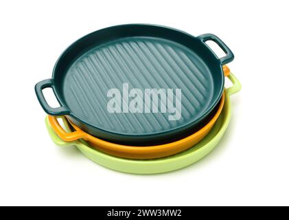 Classic ceramic casserole dish with handles on white background Stock Photo