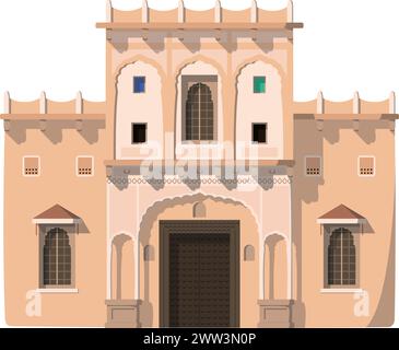 Vector illustration of a traditional India house in cartoon style isolated on white background. Traditional Houses of the World Series Stock Vector