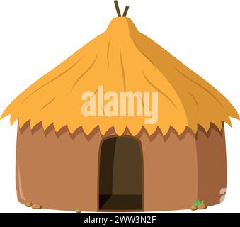 Vector illustration of a traditional Masaai mud hut in cartoon style isolated on white background. Traditional Houses of the World Series Stock Vector
