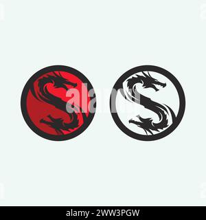 Dragon and snake  vector icon illustration design logo template Stock Vector