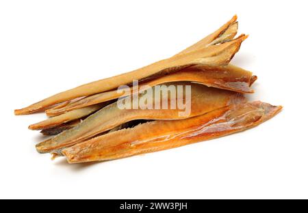 Dried Pollack on the white background Stock Photo