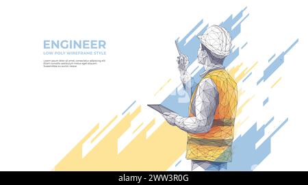 Isolated engineer in technology style on a white background. Stock Vector