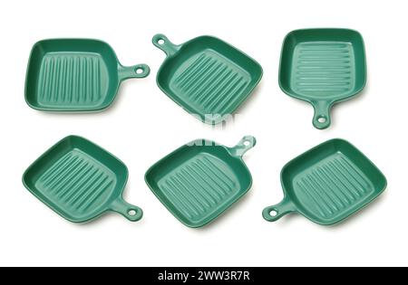 Classic ceramic casserole dish with handles on white background Stock Photo