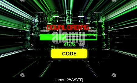 Code download progress bar on the screen Stock Photo - Alamy