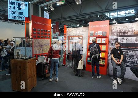 Lipsko, Germany. 21st Mar, 2024. Tschirner & Kosova stand is seen at the Leipzig Book Fair, in Leipzig, Germany, on March 21, 2024. Credit: Ales Zapotocky/CTK Photo/Alamy Live News Stock Photo