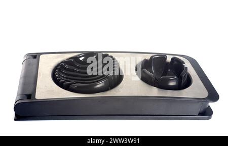 Egg slicer in front of white background Stock Photo