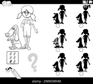 shadow game with comic dog characters coloring page Stock Vector Image ...