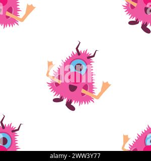 Seamless repeat childish pattern with cartoon monsters Stock Vector