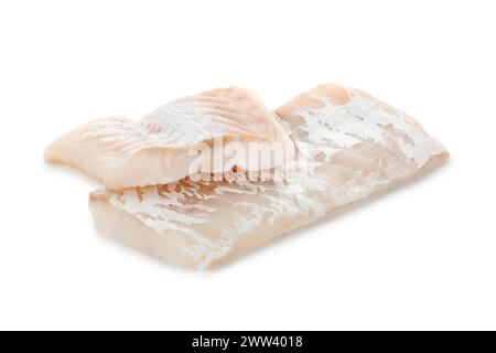 Fresh raw cod fillets isolated on white Stock Photo - Alamy