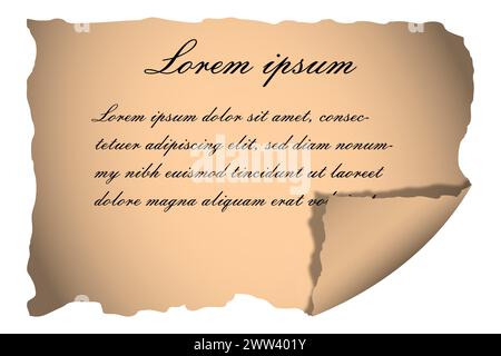 Ancient paper. A sheet of old paper. Papyrus from copy space. Vintage background with empty space for text. Manuscript paper retro for banner Stock Vector