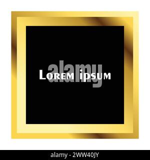 Square golden frame. Golden gradient border. Golden frame with empty space for your text. Background with gold frame with copy space Stock Vector