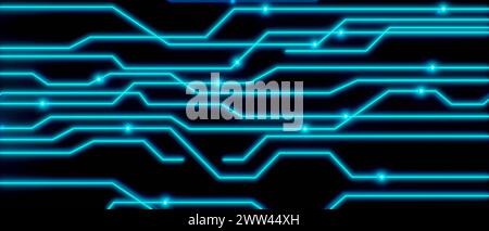 Digital connections, node tree, control desk with flowing blue data points. Industry switch board, technology, futuristic, system network, control cen Stock Photo