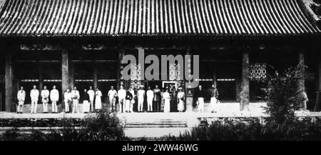 Puyi, Johnston and Wanrong in the summer palace Stock Photo