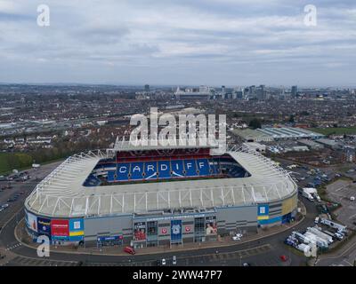 An Aerial view of Cardiff City Stadium ahead of the UEFA Euro Qualifiers Play-Off Semi-Final match Wales vs Finland at Cardiff City Stadium, Cardiff, United Kingdom, 21st March 2024 (Photo by Craig Thomas/News Images) in, on 3/21/2024. (Photo by Craig Thomas/News Images/Sipa USA) Credit: Sipa USA/Alamy Live News Stock Photo