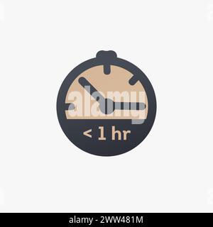Less then one hour left. Extra hour, extra time icon. Stock vector illustration isolated Stock Vector
