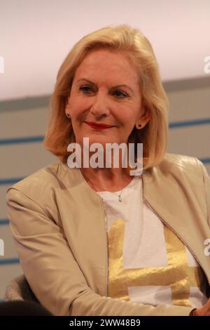 Frankfurt, Germany October 14, 2017: Gaby Hauptmann (born 14 May 1957) a German journalist and writer, at the Book Fair in Frankfurt Stock Photo