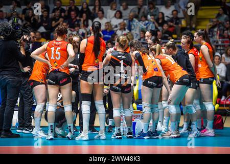 Turin, Italy, Italy. 20th Mar, 2024. Turin, Italy 10 January 2024 .Final CEV Volleyball Cup 2024 Women .Reale Mutua Fenera Chieri '76 (ITA) - Viteos Neuchatel UC (SUI) 3-1.Pala Gianni Asti Turin.Time out Viteos Neuchatel UC (Credit Image: © Tonello Abozzi/Pacific Press via ZUMA Press Wire) EDITORIAL USAGE ONLY! Not for Commercial USAGE! Stock Photo