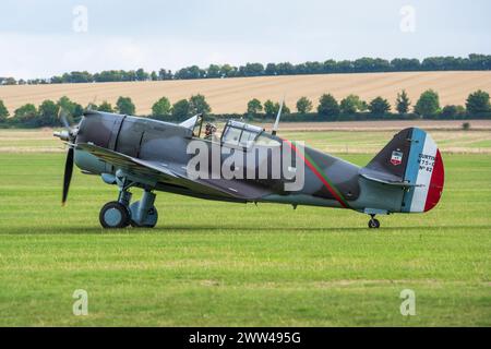 Curtiss Hawk 75 G-CCVH taxiing after finishing flying display at Duxford Battle of Britain Air Show 2022, Duxford Airfield, Cambridgeshire, England UK Stock Photo