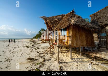 Resort Hotel, Bungalows on the beach on the Eastern Shore of Zanzibar Stock Photo