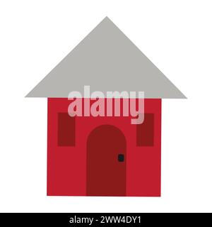 Small Red House With Gray Triangle Roof Icon Stock Vector