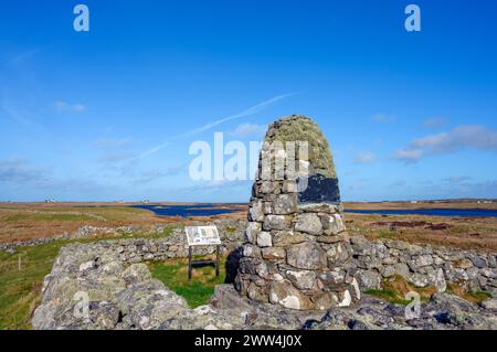 Flora MacDonald’s Monument, South Uist, Outer Hebrides, Scotland. MacDonald  was born on South Uist and aided in the escape of Bonnie Prince Charlie. Stock Photo