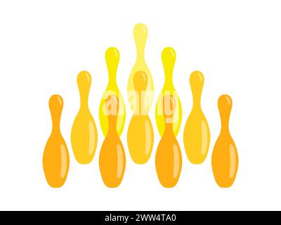 Bowling pins isolated on white background. Bowling pin silhouette. Design for prints, banners and posters. Vector illustration Stock Vector
