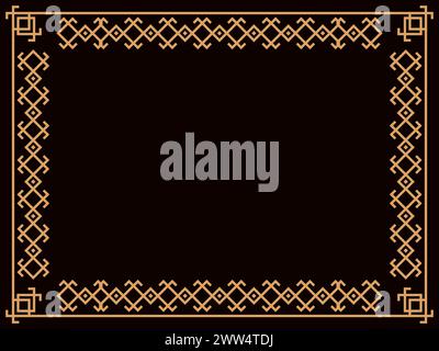 Art deco frame. Vintage linear border. Design a template for invitations, leaflets and greeting cards. Geometric golden frame. The style of the 1920s Stock Vector