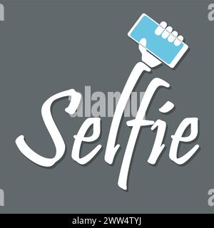 Taking Selfie Photo on Smart Phone Concept, Vector Illustration Stock Vector